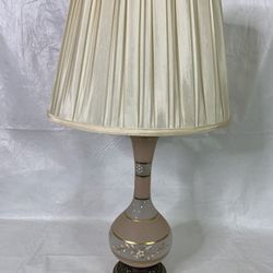 Vintage frost glass with pink gold and white patterns on lamp 