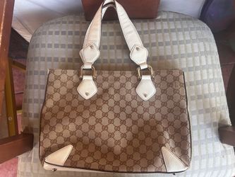 Authentic Vintage Gucci Tote Bag - white leather accent
