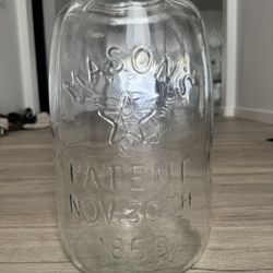 Vintage Large Mason Jar Eagle 1858
