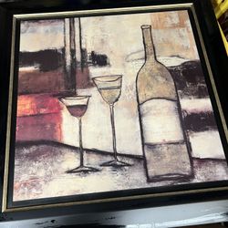 Framed Abstract Wall Art Wine Themed 