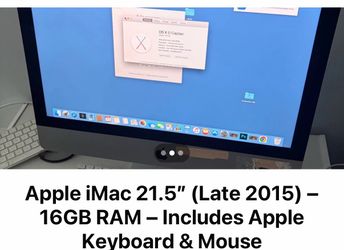 Apple iMac 21.5” (Late 2015) – 16GB RAM – Includes Apple Keyboard & Mouse