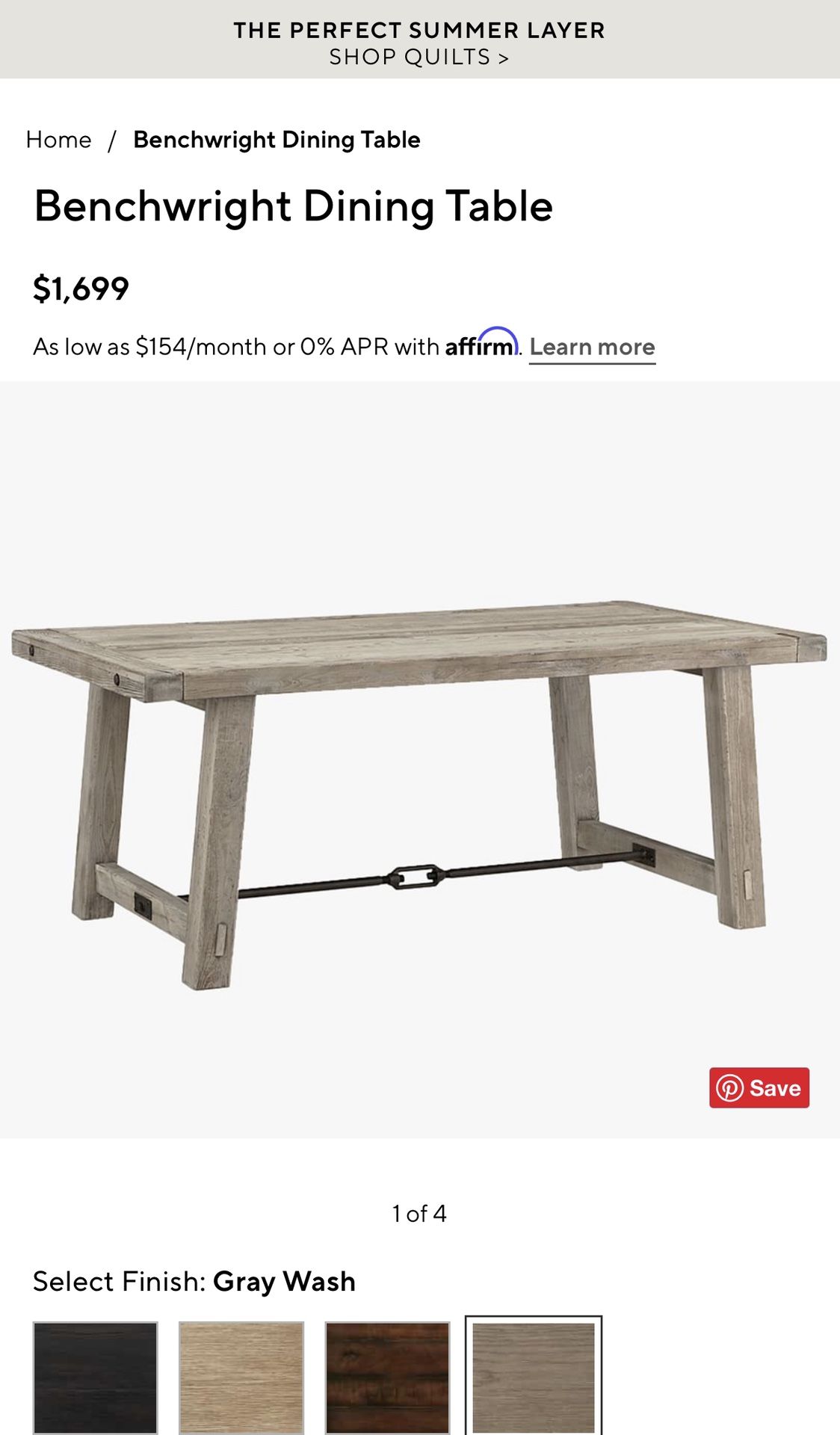 Pottery Barn Benchwright Table