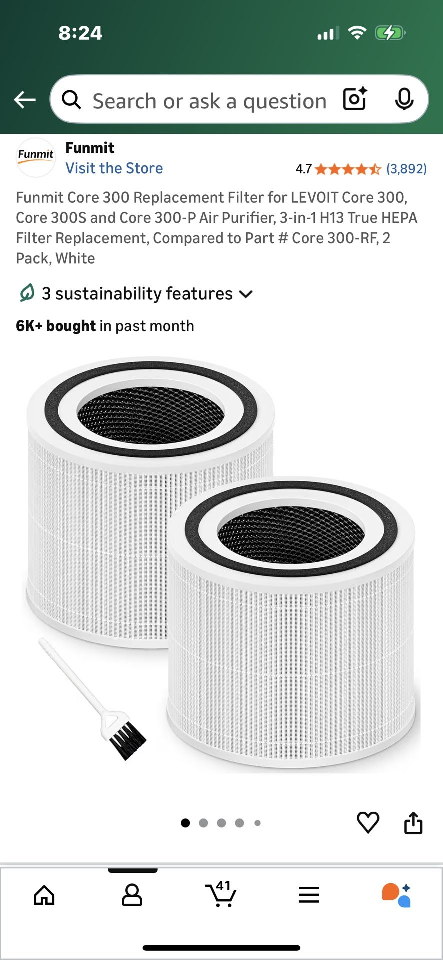 Replacement Filter for Levoit Core 300, Core 300S and Core 300-P Air Purifier,