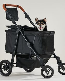 Zoosky Medium Dog Stroller for Large Dogs, pet Stroller for Medium Dogs Up to 66lbs, All-Terrain with Adjustable Handle & Canopy, Sun Shades, Storage 