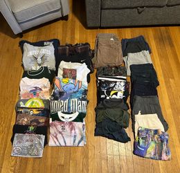 Men’s clothing, tops pants hoodies, and shorts