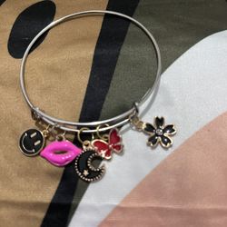 Charming Silver Bracelet with Pink and Red Charms