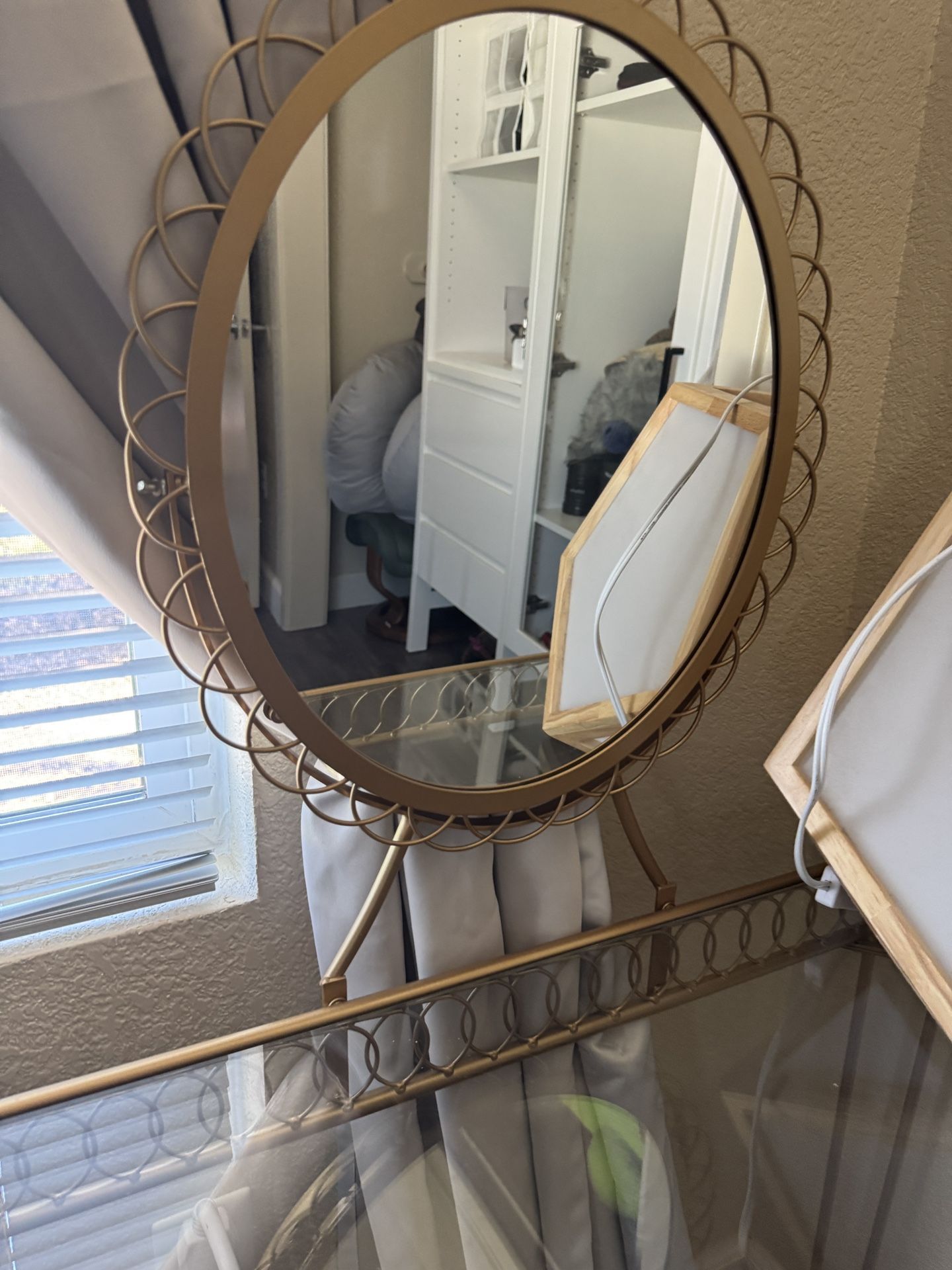 Gold Tone Glass Top Vanity Urban Outfitters Anthropology
