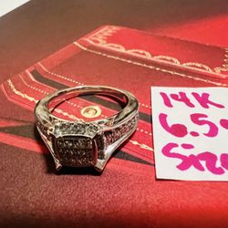 14K Solid White Gold Wedding Ring NATURAL DIAMONDS 💎 STONES 6.5Gr Size 7 