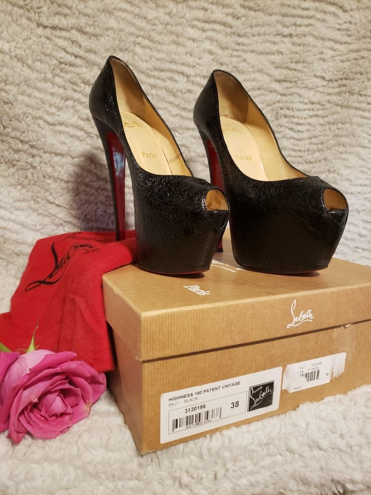 Christian Louboutin Highness 160 Patent Vintage Complete SHOWSTOPPER platform heels