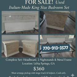 Italian Made King Headboard and Night Stands