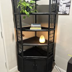 Rattan Bamboo Wicker Corner Shelf 