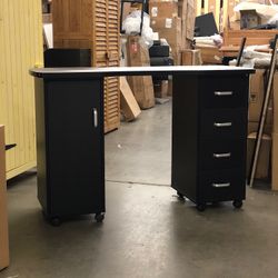 Black Manicure Table Acetone Resistant Acrylic Nail Gel Polish Workstation Desk