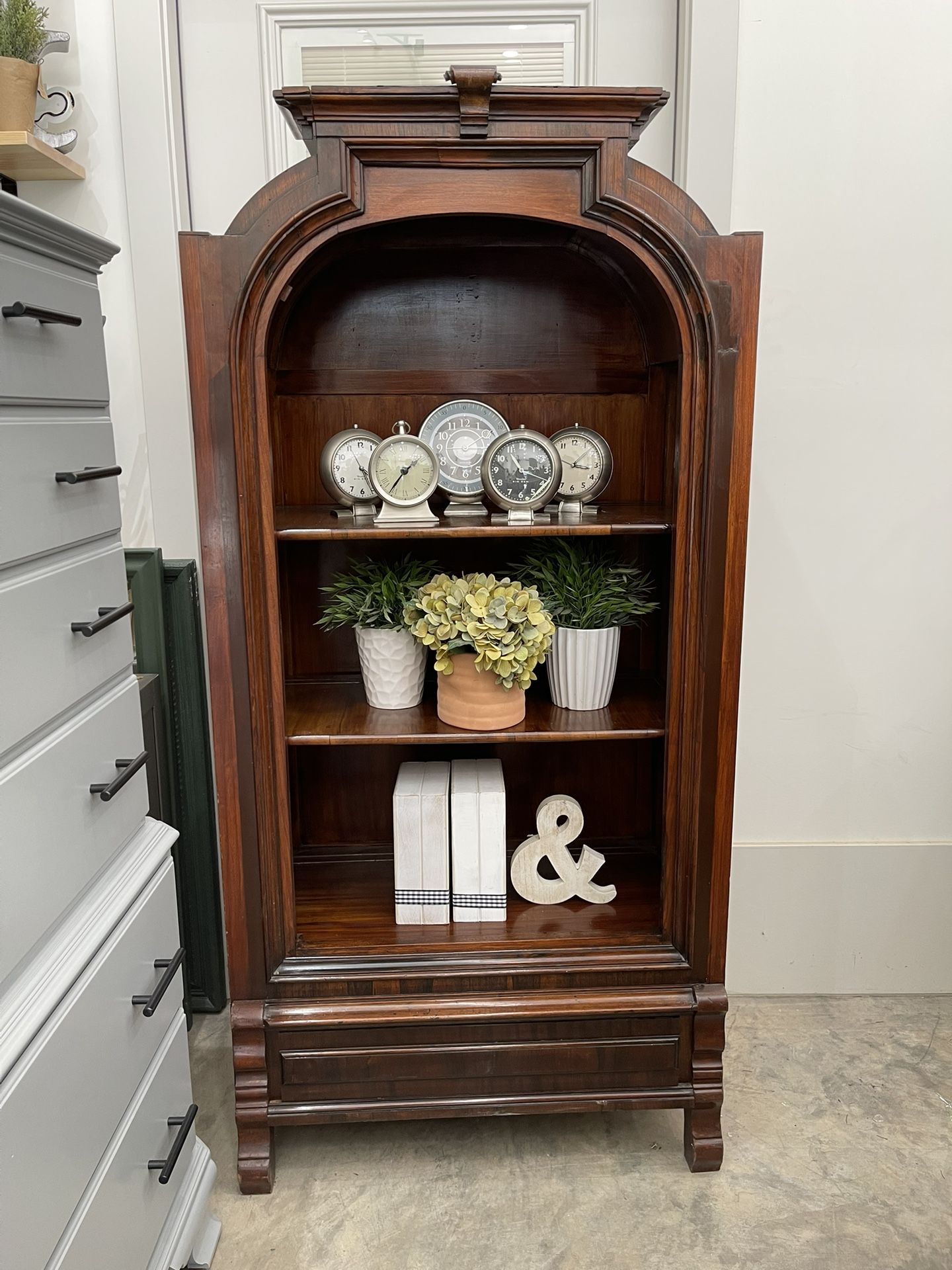 Beautiful Curved  Wood Bookshelf , Hutch 