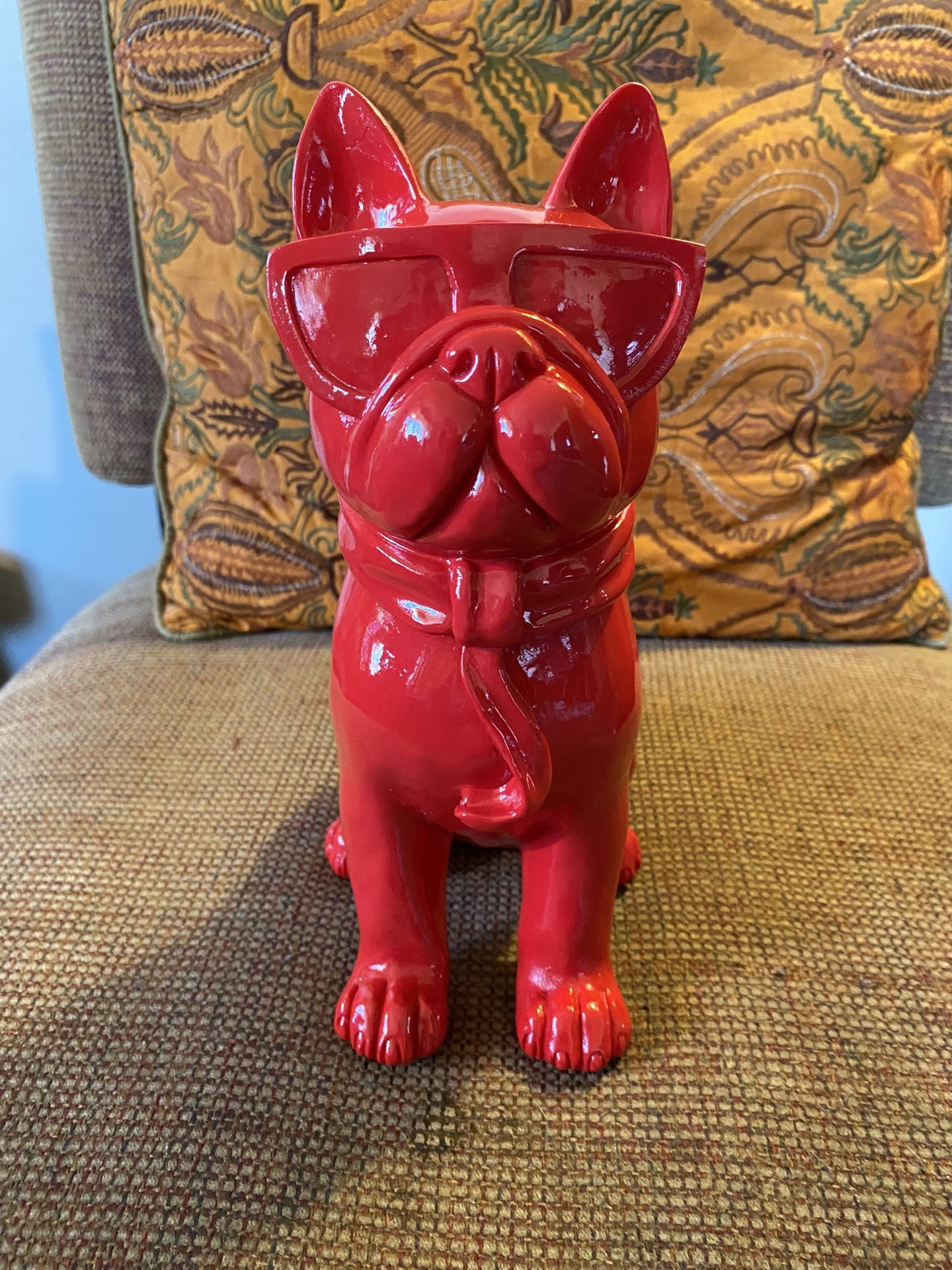 Red Wood Dog With Sunglasses/ Read Description 