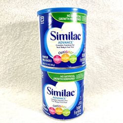 2 Cans Similac "Advance" OptiGRO Milk Base Powder Infant Formula W/ Iron 12.4 oz