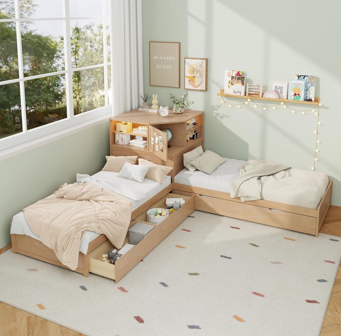 L-Shaped Twin Beds