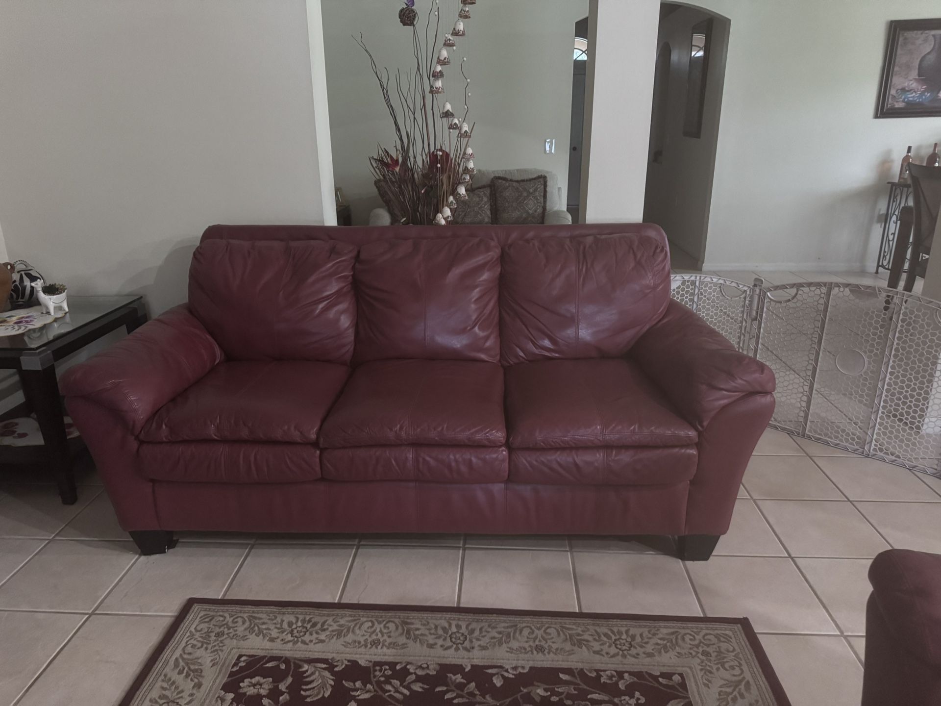 Red Leather Living Room Set