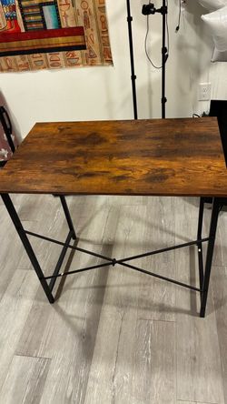 Rustic Brown Industrial Desk – Black Metal Frame – Home Office / Writing Desk