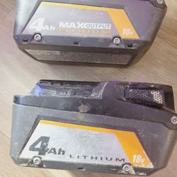 2 Ridgid 18v lithium maxoutput 4ah batteries