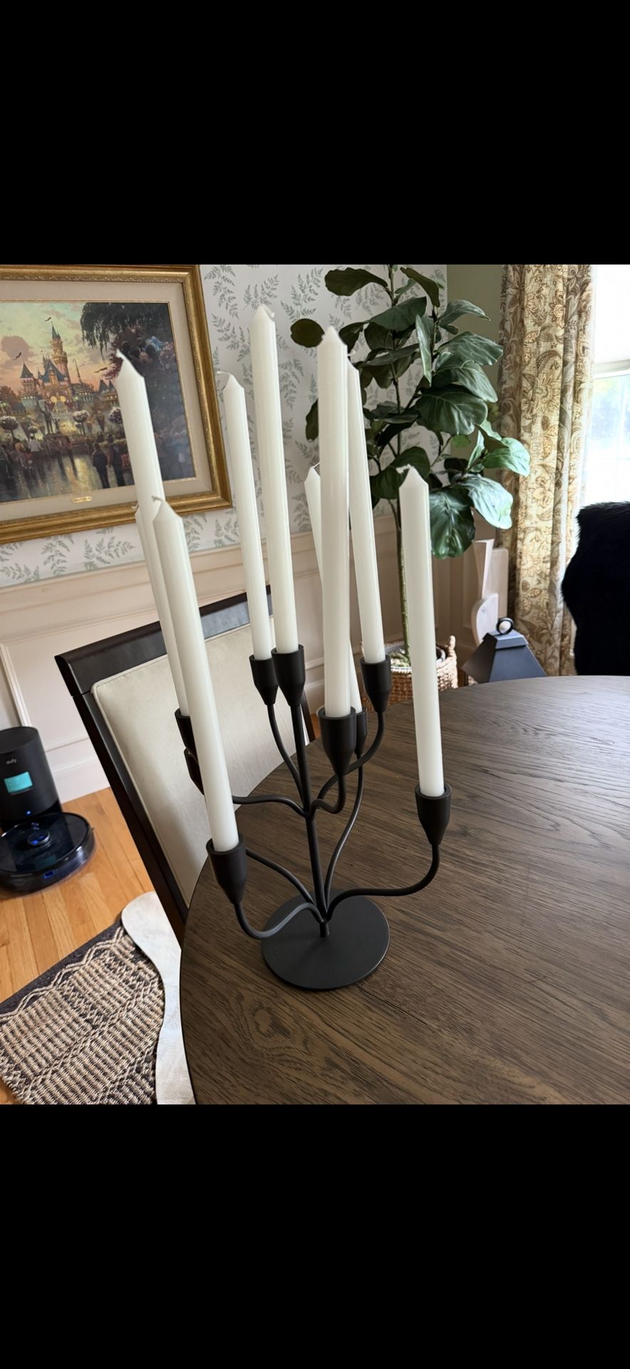 Candelabra Holder With Candles Black