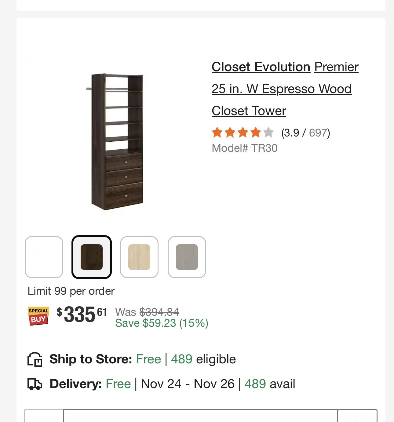 Closet organizer dark cherry 