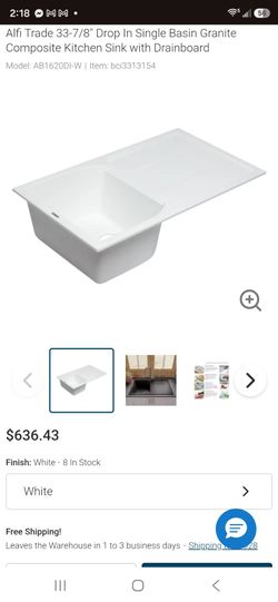 Kitchen countertop with sink composite fiberglass