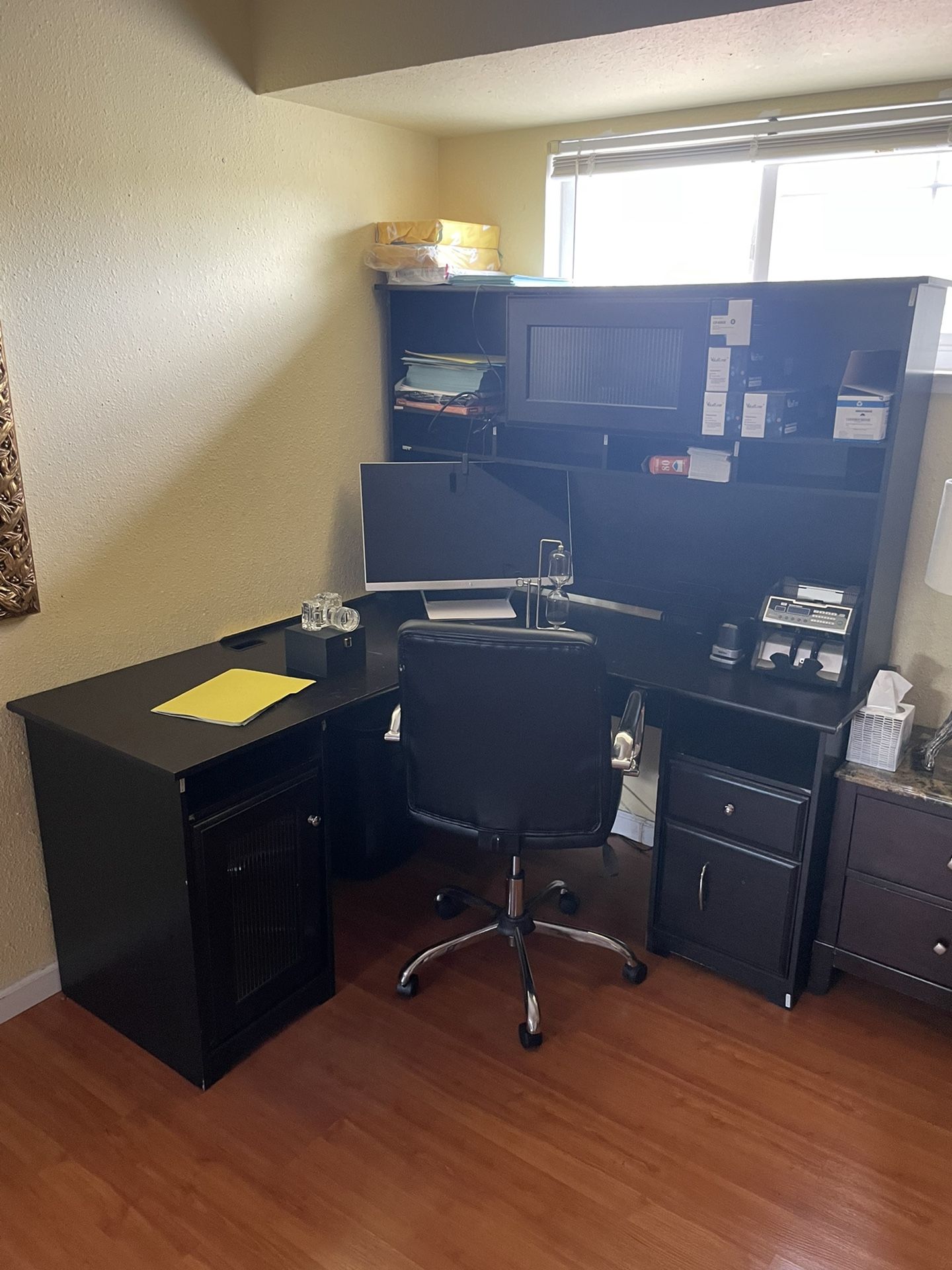 Corner Desk Hutch And Lateral File Cabinet 
