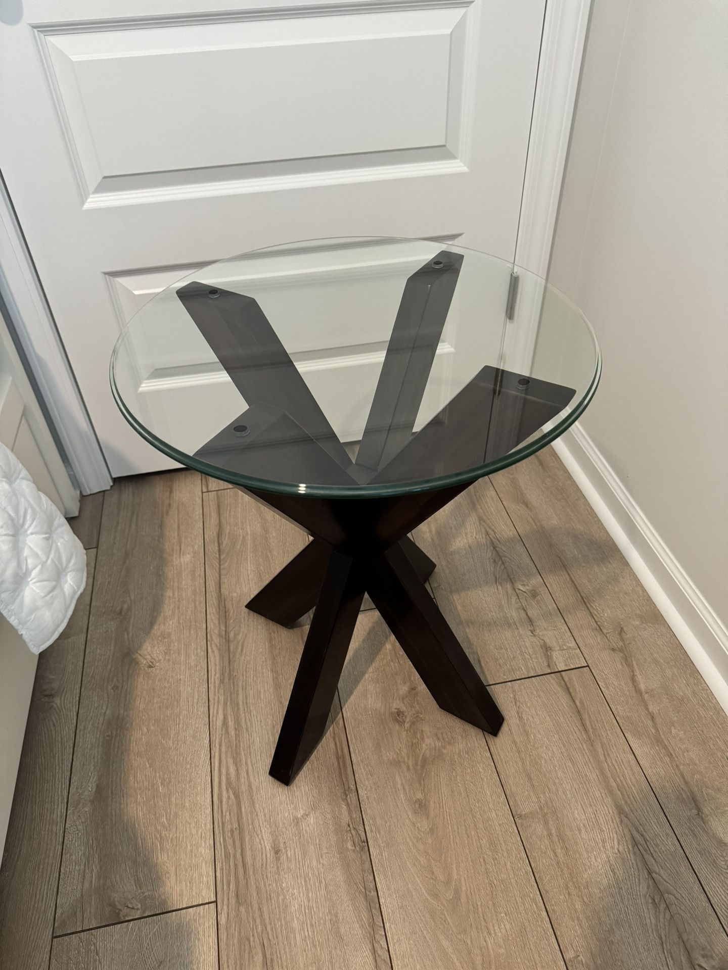 Wood And Glass End Table