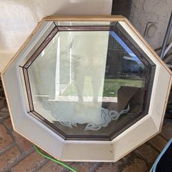 Beautiful Clear Stained Glass On An Octagonal Window