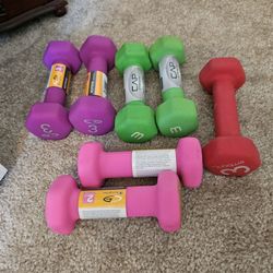 Free Weights Dumbells Champion Neon Pink Purple Green Red 3lb And 2lb Exercise Equipment