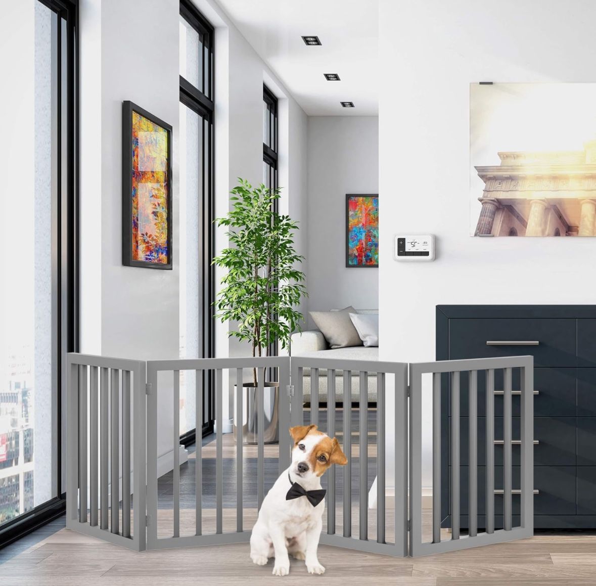 PETMAKER Freestanding Pet Gate, 4 Panel-Gray (BRAND NEW)