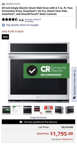 LG 30” Single Electric Smart Wall Oven