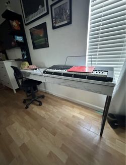 Gray Ikea desk