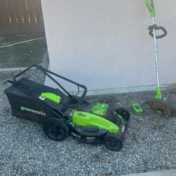 Greenworks Electric Mower and Trimmer w/ Battery
