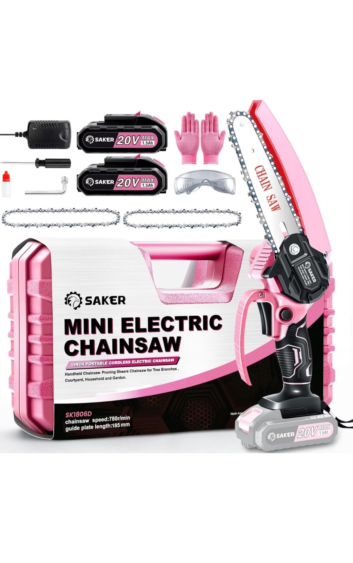 Saker Mini Electric Chainsaw,6 Inch, Handheld Portable Chain Saw