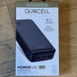 Quikcell Powerfuel 20k mAh Travel Charger with Three Ports USB-A and USB-C  