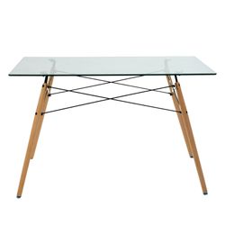 Homy Casa LONDON GLASS NL Dining Table "47.2 x 27.6 x 29.5 in" Modern Glass Top Table for Dining