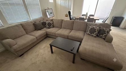 Comfy light brown sectional sofa