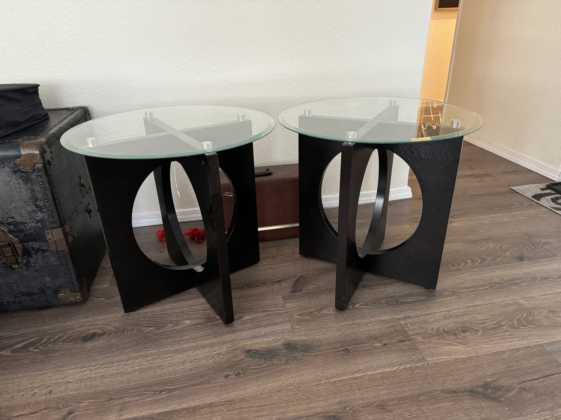 Espresso End Tables With Glass Top