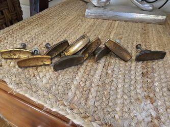 Vintage Brass Patina Cabinet Pull Krobs w/Screws (9)