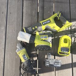 Ryobi saw grinder sander set