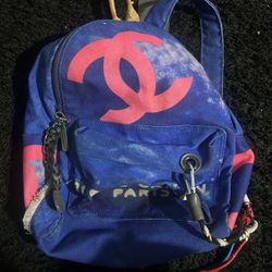 Pink and Blue Chanel backpack