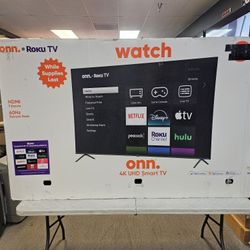 ONN 85 INCH UHD ROKU TV'S IN STOCK AIR PLAY BLUETOOTH W/WARRANTY - PAYMENT PLANS