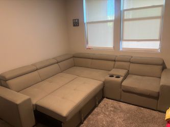 L-Shaped Sectional Sleeper Sofa — Converts to Bed