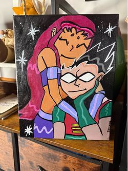 Robin and Starfire painting