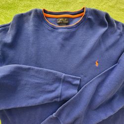 Polo Ralph Lauren Men's blue ORANGE WAFFLE-KNIT pullover sweater cotton 2XL