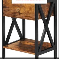 Industrial Nightstands with Drawer Shelf