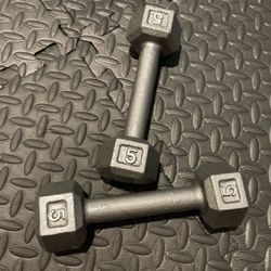 Set Of Cast Iron Hexagonal Dumbbells 5 # 