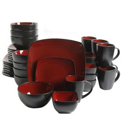 40-Piece Red/Black Dinnerware Set