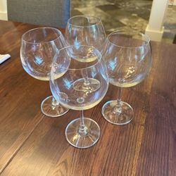 (4) Oversized Red Wine Glasses Balloon Burgundy 8”